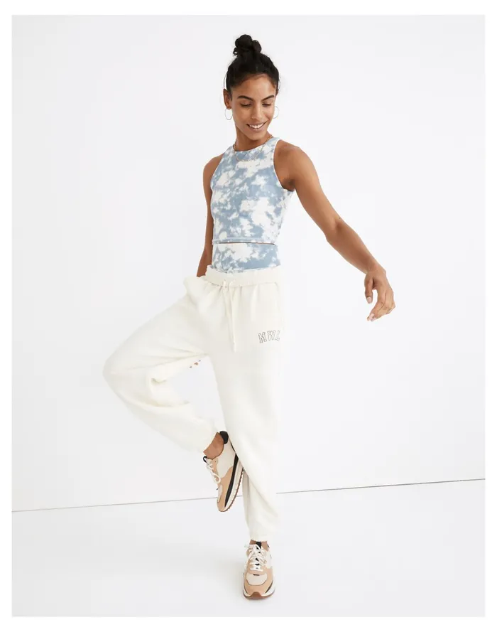 Women MWL Betterterry Embroidered Oversized Sweatpants Antique Cream Madewell MWL Athleisure Women MWL Betterterry Embroidered Oversized Sweatpants Antique Cream Madewell MWL Athleisure