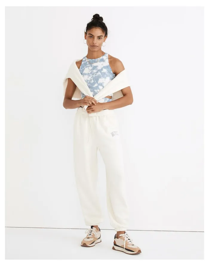 Women MWL Betterterry Embroidered Oversized Sweatpants Antique Cream Madewell MWL Athleisure Women MWL Betterterry Embroidered Oversized Sweatpants Antique Cream Madewell MWL Athleisure