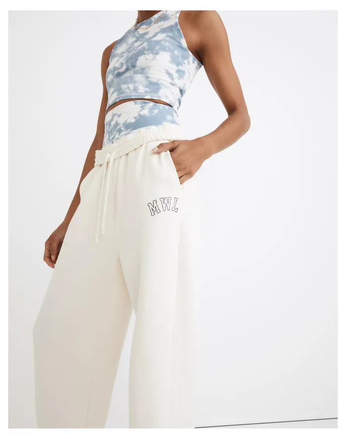 Women MWL Betterterry Embroidered Oversized Sweatpants Antique Cream Madewell MWL Athleisure Women MWL Betterterry Embroidered Oversized Sweatpants Antique Cream Madewell MWL Athleisure