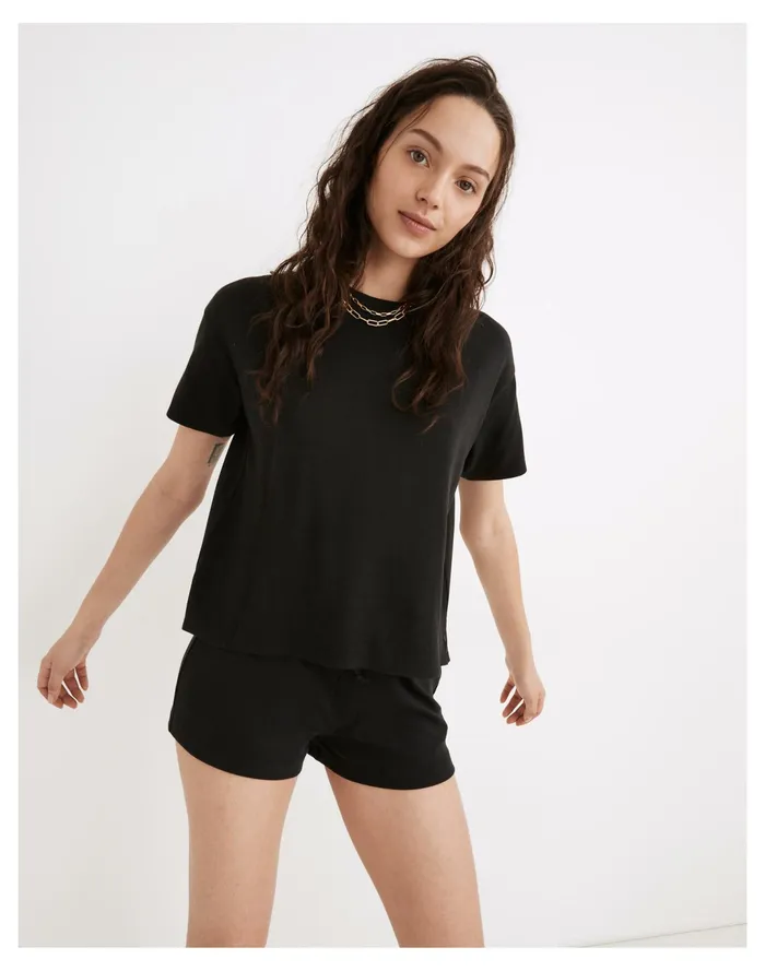 Women MWL Breeze Crewneck Boxy Tee True Black Madewell Pajamas