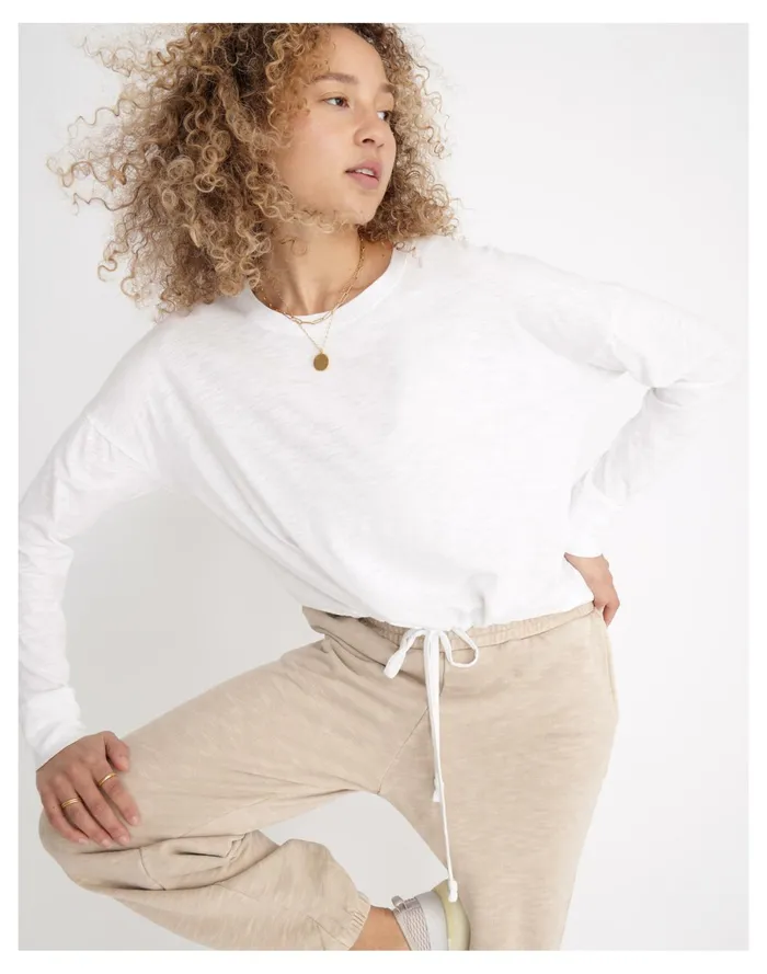 Women MWL Drawstring Tee Eyelet White Madewell Activewear