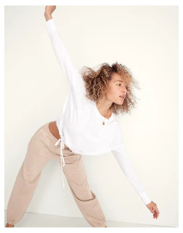 Women MWL Drawstring Tee Eyelet White Madewell Activewear Women MWL Drawstring Tee Eyelet White Madewell Activewear