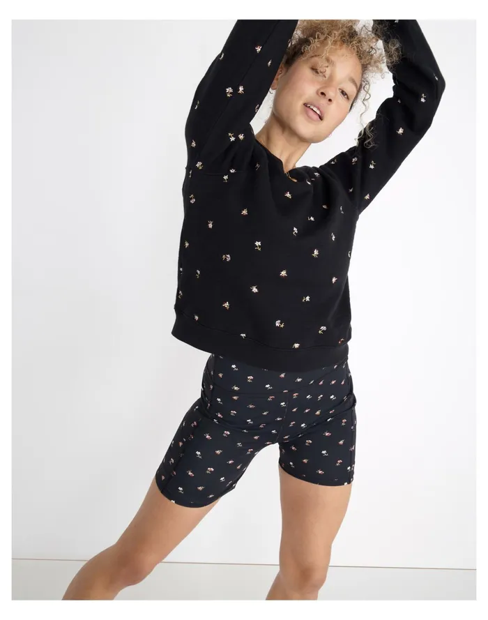 Women MWL Embroidered Shrunken Sweatshirt In Spring Floral True Black Madewell MWL Athleisure Women MWL Embroidered Shrunken Sweatshirt In Spring Floral True Black Madewell MWL Athleisure