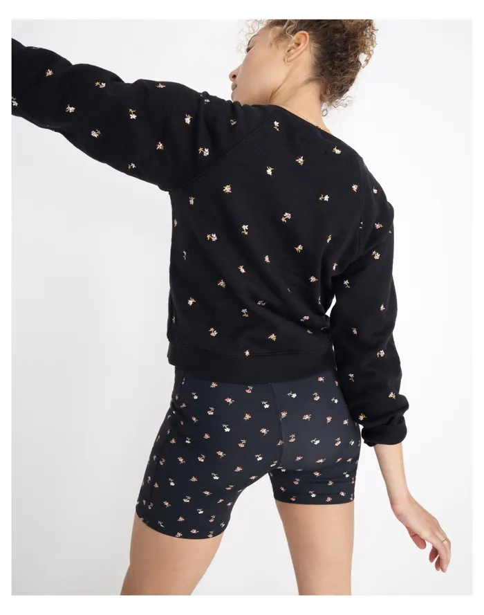 Women MWL Embroidered Shrunken Sweatshirt In Spring Floral True Black Madewell MWL Athleisure Women MWL Embroidered Shrunken Sweatshirt In Spring Floral True Black Madewell MWL Athleisure