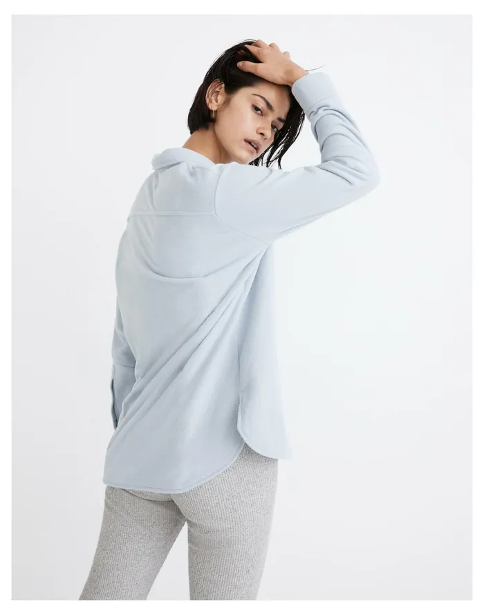 Women MWL Fleecelayer Shirt Jacket Dusty Pool Madewell MWL Athleisure Women MWL Fleecelayer Shirt Jacket Dusty Pool Madewell MWL Athleisure