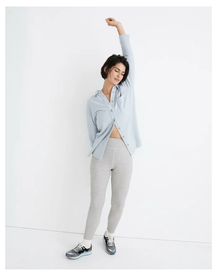 Women MWL Fleecelayer Shirt Jacket Dusty Pool Madewell MWL Athleisure Women MWL Fleecelayer Shirt Jacket Dusty Pool Madewell MWL Athleisure