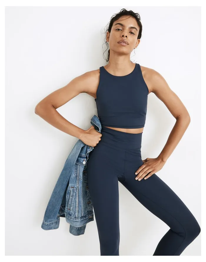 Women MWL Form Racerback Crop Top Dark Nightfall Madewell Activewear