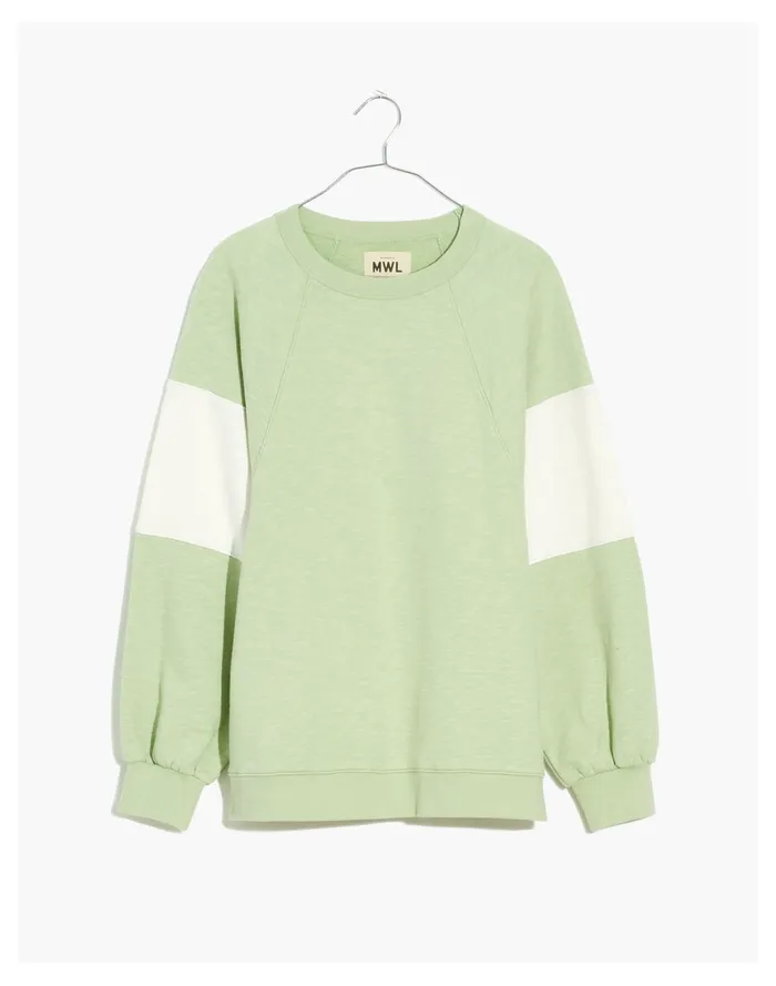 Women MWL Oversized Raglan Sweatshirt In Colorblock Sunfaded Mint Madewell MWL Athleisure Women MWL Oversized Raglan Sweatshirt In Colorblock Sunfaded Mint Madewell MWL Athleisure