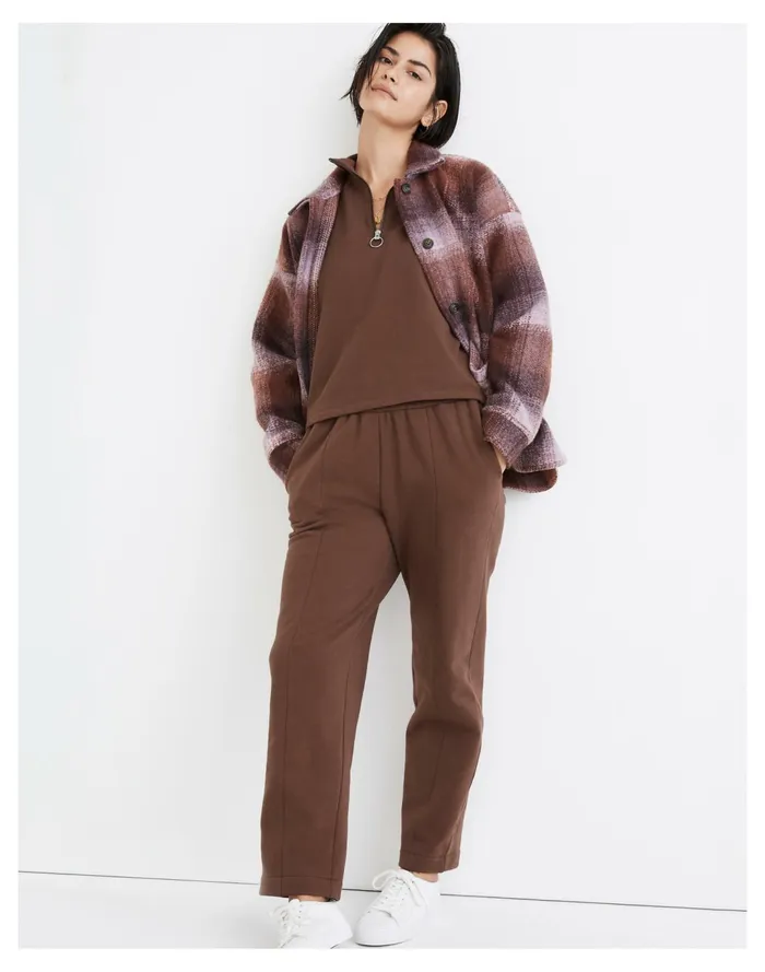 Women MWL Ribbed Seamed Sweatpants Hot Cocoa Madewell MWL Athleisure