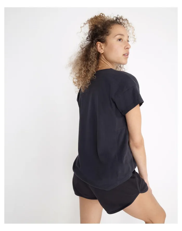 Women MWL Seamed Tee Black Coal Madewell Activewear Women MWL Seamed Tee Black Coal Madewell Activewear