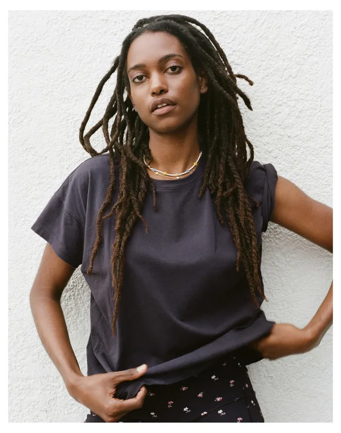 Women MWL Seamed Tee Black Coal Madewell Activewear Women MWL Seamed Tee Black Coal Madewell Activewear