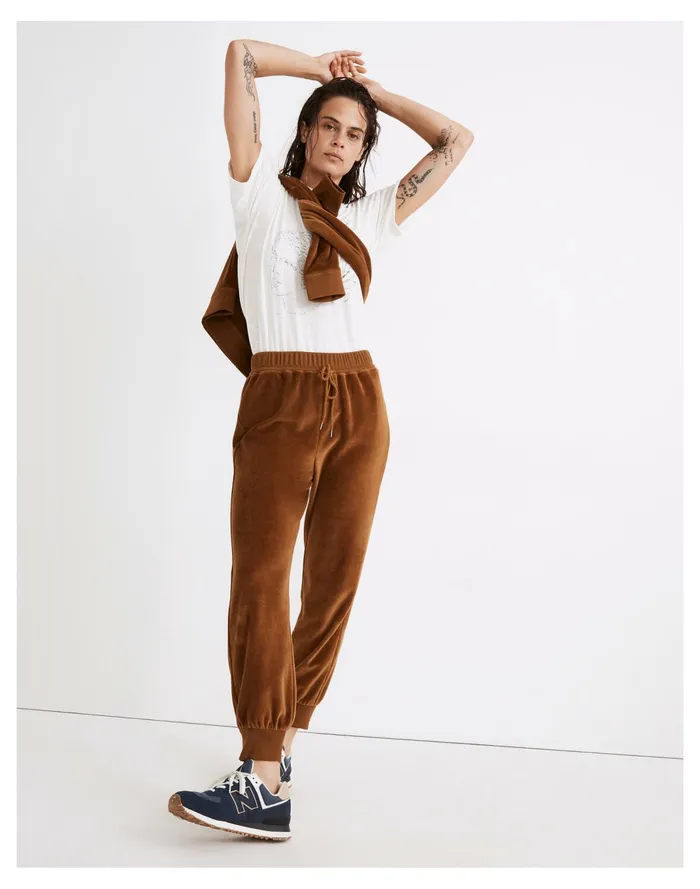 Women MWL Velour Slim Joggers Dried Cedar Madewell MWL Athleisure