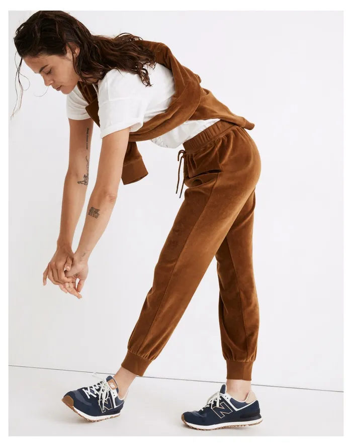 Women MWL Velour Slim Joggers Dried Cedar Madewell MWL Athleisure Women MWL Velour Slim Joggers Dried Cedar Madewell MWL Athleisure
