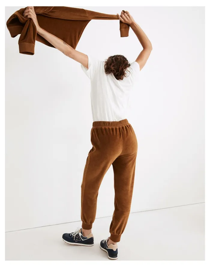 Women MWL Velour Slim Joggers Dried Cedar Madewell MWL Athleisure Women MWL Velour Slim Joggers Dried Cedar Madewell MWL Athleisure