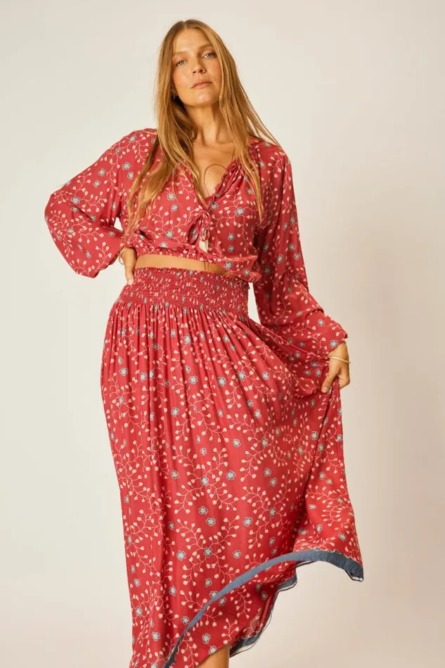 Women Natalie Martin Bottoms Bella Skirt Pinwheel Barn Red