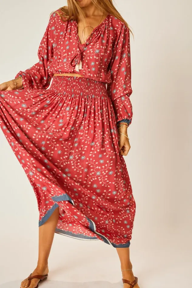 Women Natalie Martin Bottoms Bella Skirt Pinwheel Barn Red