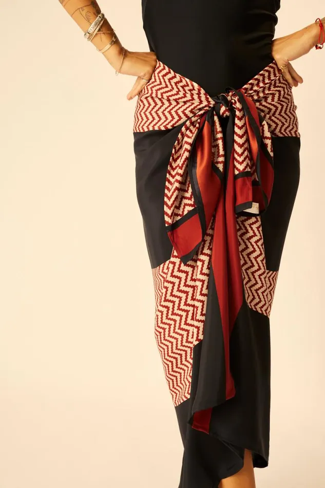Women Natalie Martin Bottoms SarongScarf Block Zigzag Noire