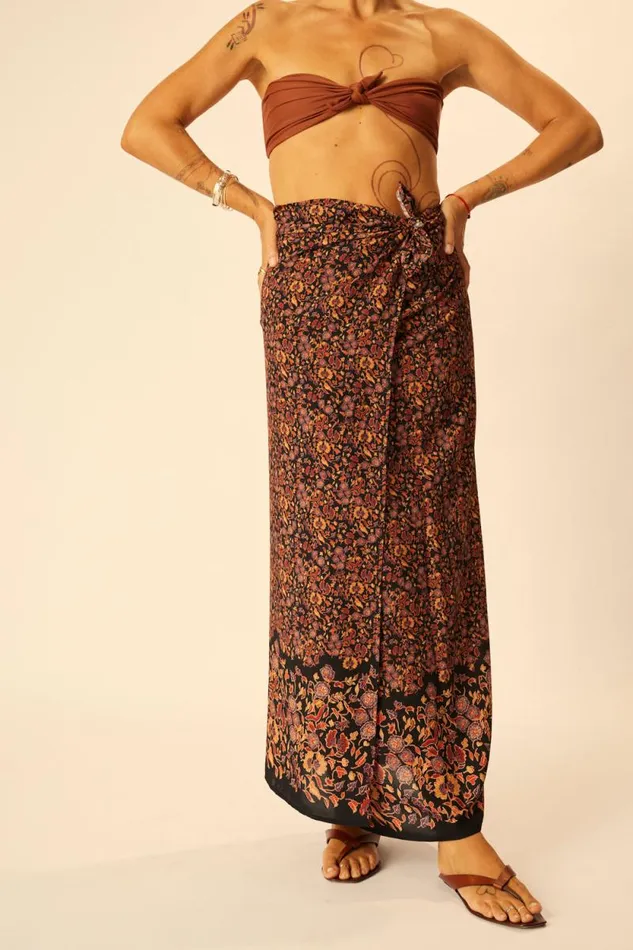 Women Natalie Martin Bottoms SarongScarf Petite Fleur Noire