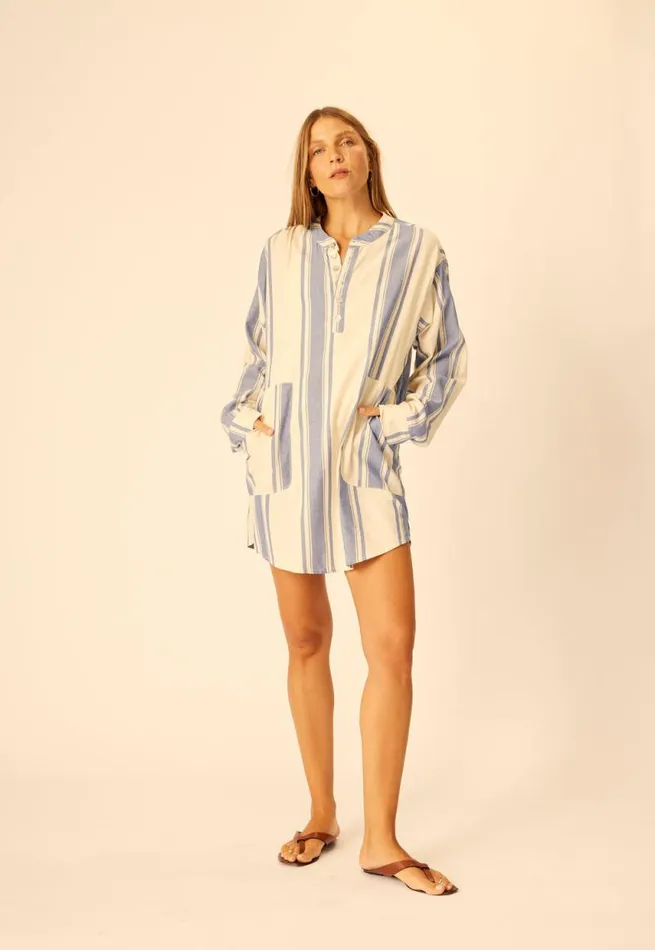 Women Natalie Martin Coverups Aprs Swim Shirt French Stripe Blue