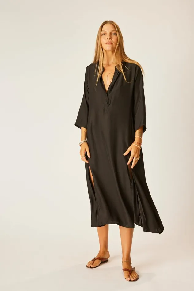 Women Natalie Martin Coverups Isobel Dress Black Silk