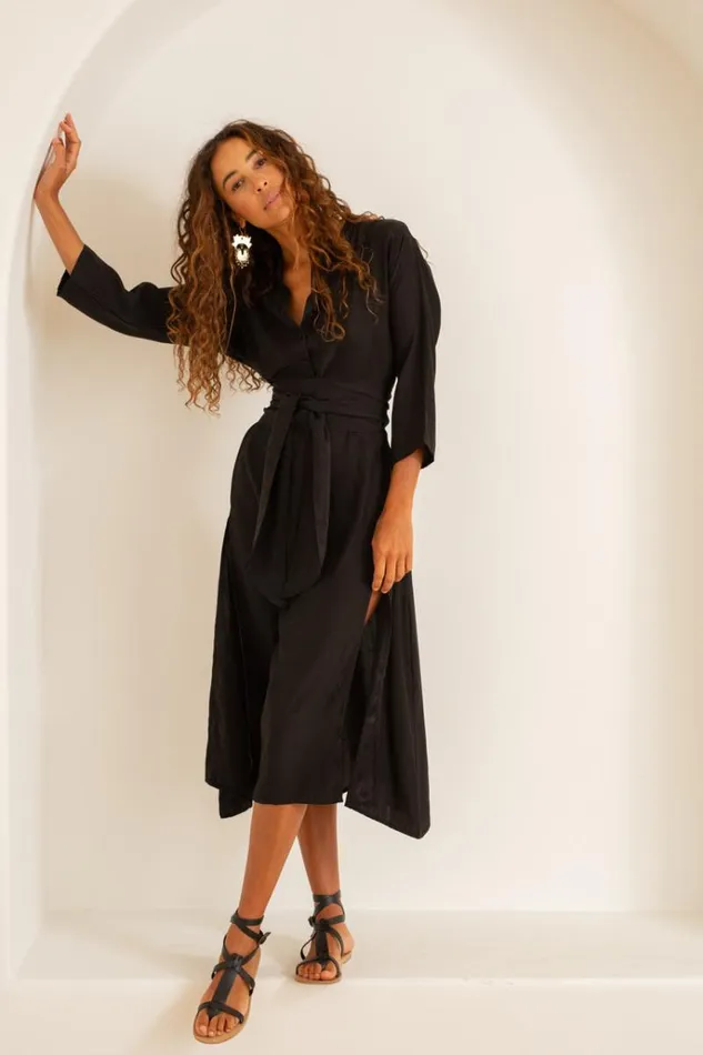 Women Natalie Martin Coverups Isobel Dress Black Silk