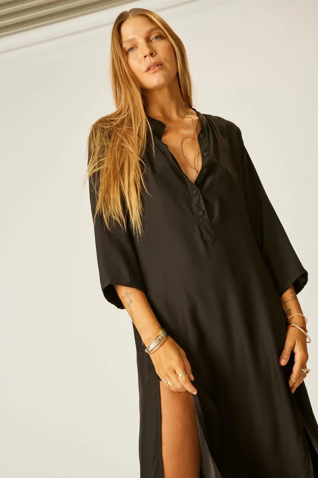 Women Natalie Martin Coverups Isobel Dress Black Silk