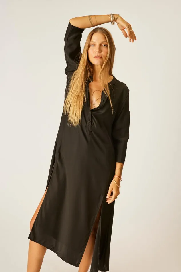 Women Natalie Martin Coverups Isobel Dress Black Silk