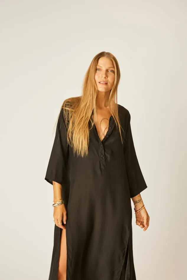 Women Natalie Martin Coverups Isobel Dress Black Silk