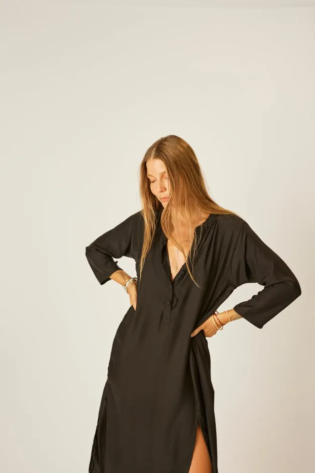 Women Natalie Martin Coverups Isobel Dress Black Silk