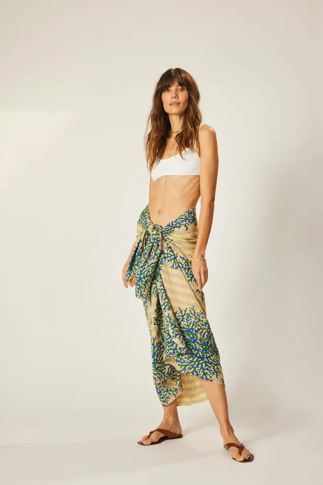 Women Natalie Martin Coverups Sarong Batik Coral Bluegreen