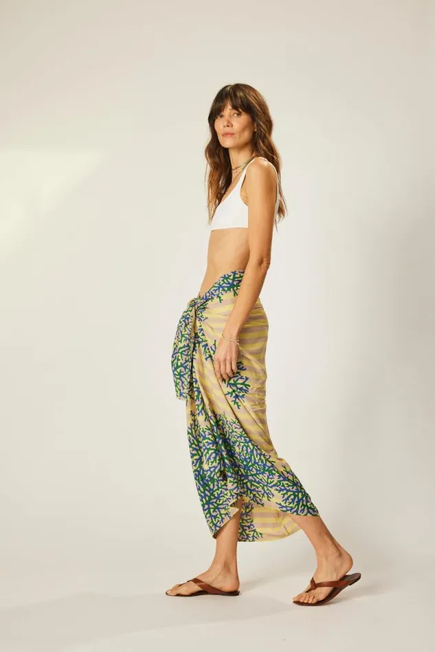 Women Natalie Martin Coverups Sarong Batik Coral Bluegreen