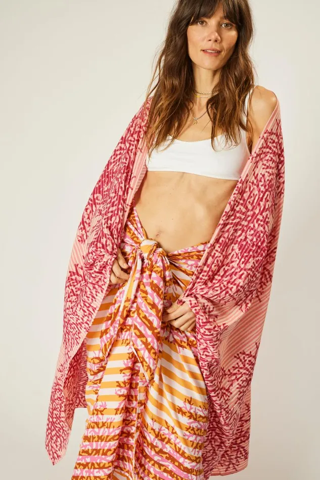Women Natalie Martin Coverups Sarong Batik Coral Orange