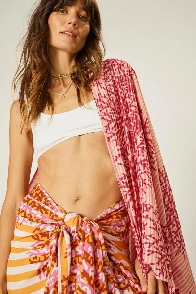 Women Natalie Martin Coverups Sarong Batik Coral Orange