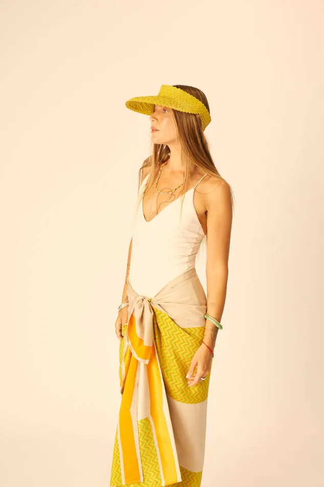 Women Natalie Martin Coverups SarongScarf Block Zigzag Tangerine