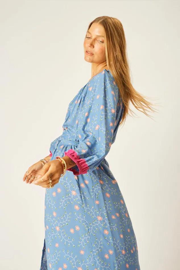 Women Natalie Martin Dresses Alex Midi With Sash Pinwheel Denim