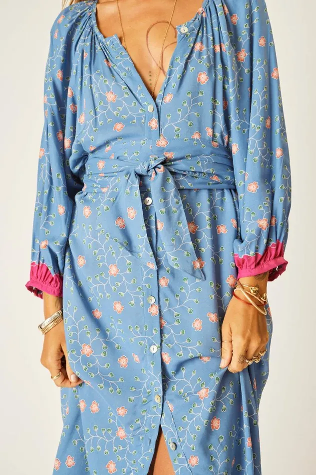 Women Natalie Martin Dresses Alex Midi With Sash Pinwheel Denim