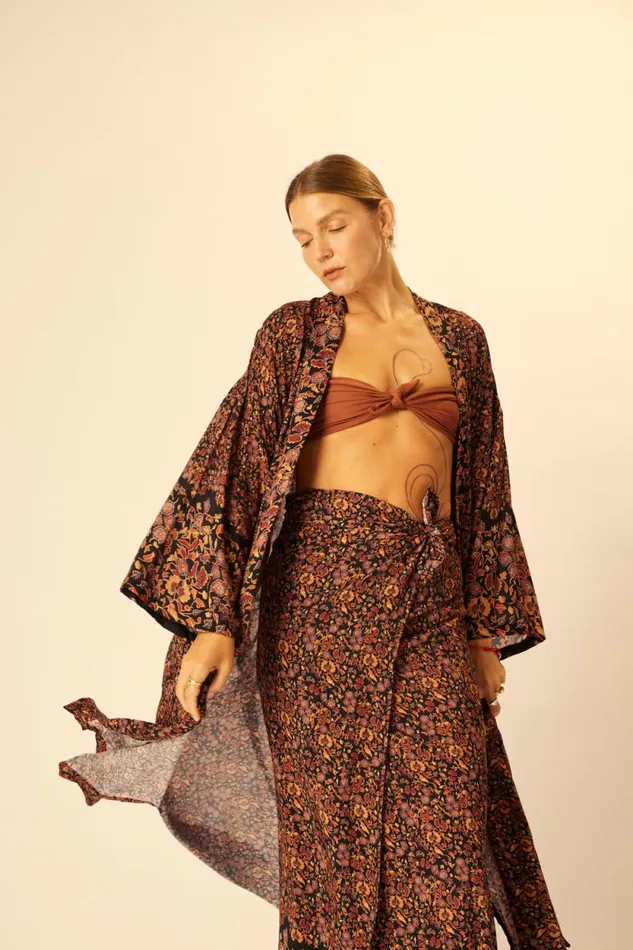 Women Natalie Martin Dresses Diane Long Robe Petite Fleur Noire