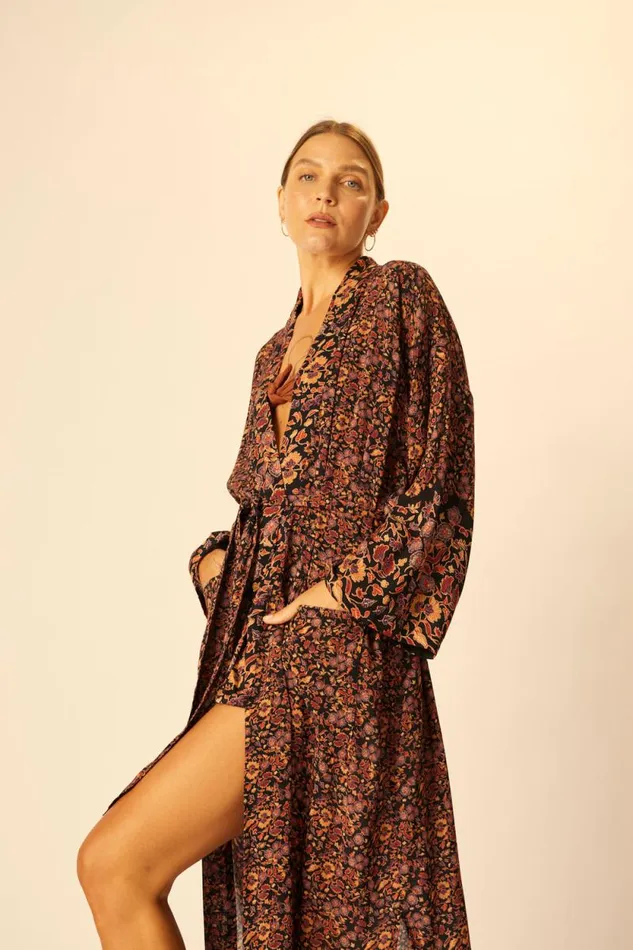 Women Natalie Martin Dresses Diane Long Robe Petite Fleur Noire