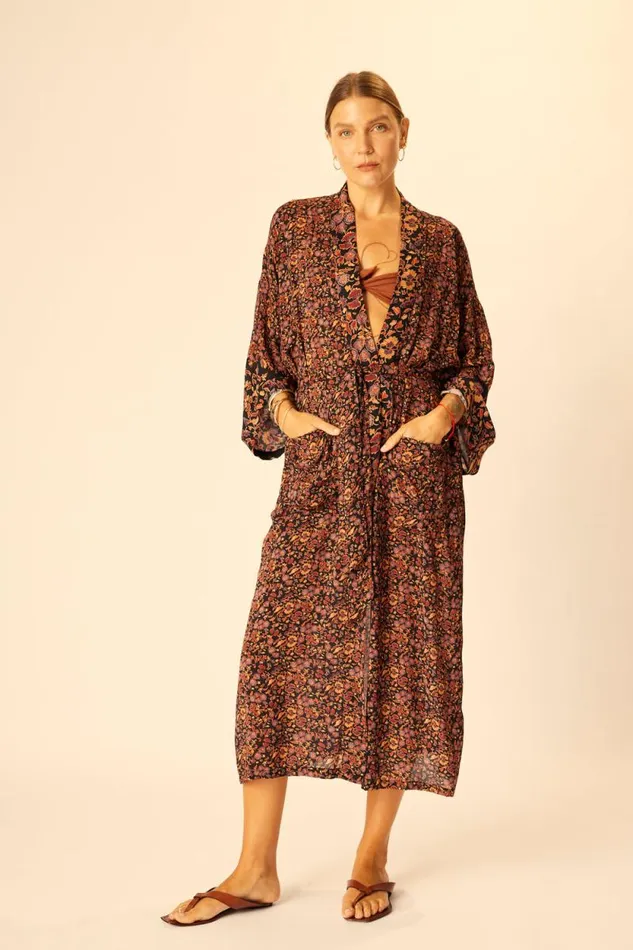 Women Natalie Martin Dresses Diane Long Robe Petite Fleur Noire