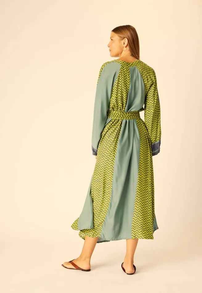 Women Natalie Martin Dresses Fiore Maxi Block Zigzag Lime