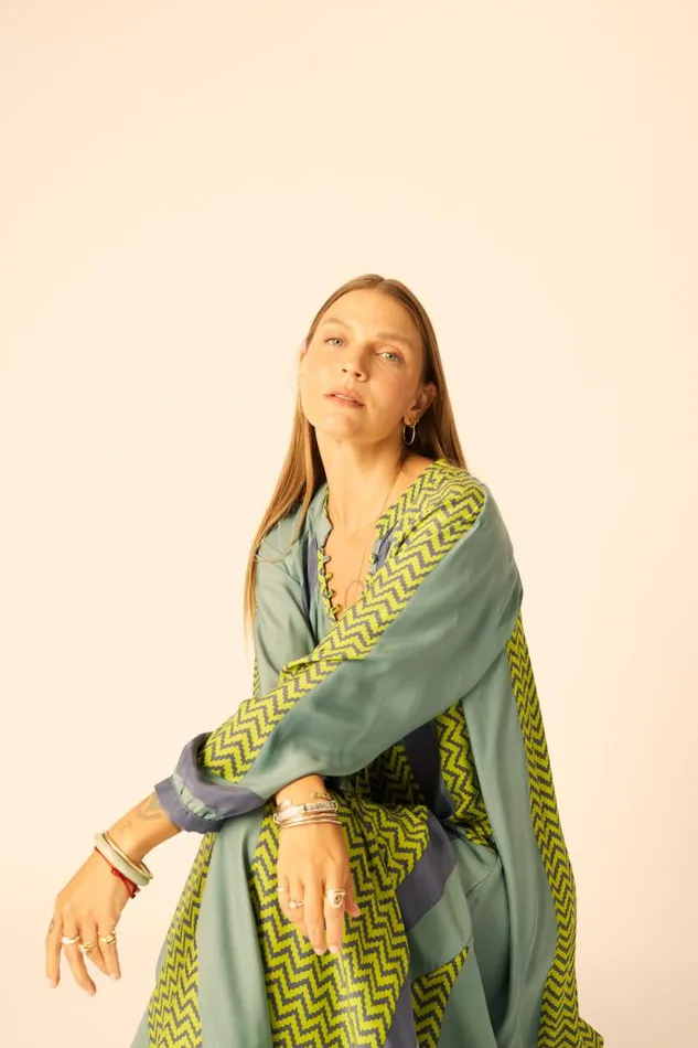 Women Natalie Martin Dresses Fiore Maxi Block Zigzag Lime