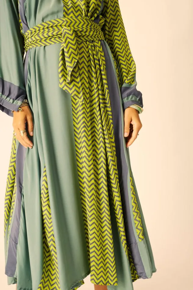 Women Natalie Martin Dresses Fiore Maxi Block Zigzag Lime