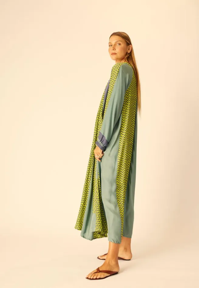 Women Natalie Martin Dresses Fiore Maxi Block Zigzag Lime