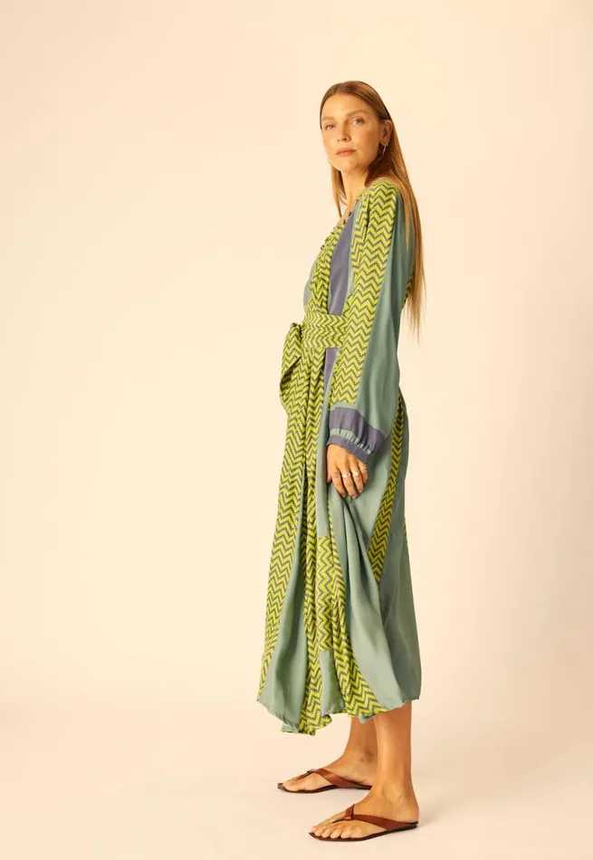 Women Natalie Martin Dresses Fiore Maxi Block Zigzag Lime
