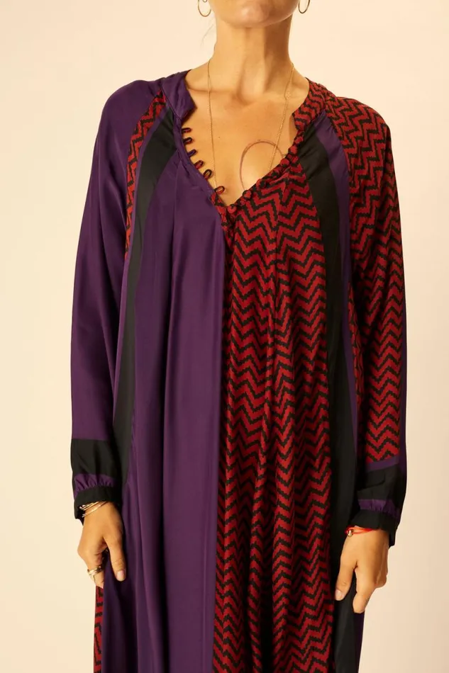 Women Natalie Martin Dresses Fiore Short Dress Block Zigzag Aubergine