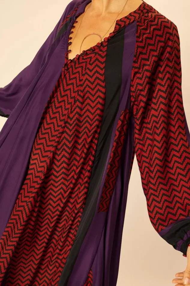 Women Natalie Martin Dresses Fiore Short Dress Block Zigzag Aubergine