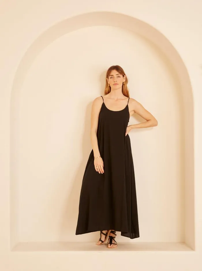Women Natalie Martin Dresses Heather Maxi Black Flat Cotton