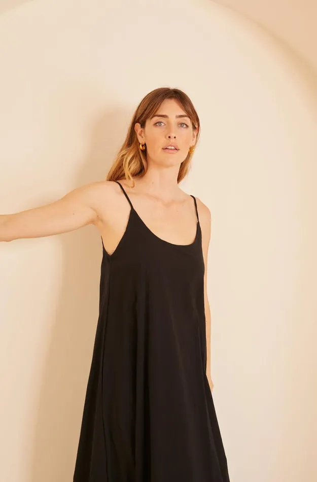 Women Natalie Martin Dresses Heather Maxi Black Flat Cotton