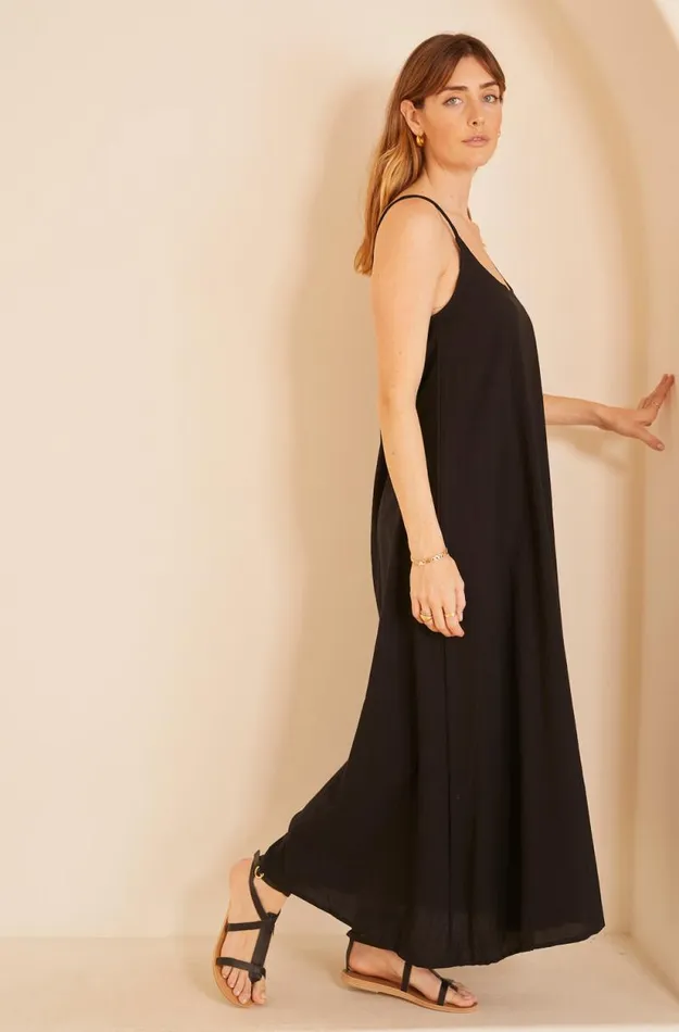 Women Natalie Martin Dresses Heather Maxi Black Flat Cotton