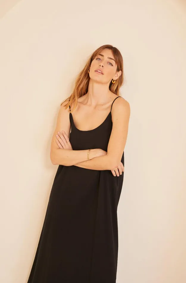 Women Natalie Martin Dresses Heather Maxi Black Flat Cotton